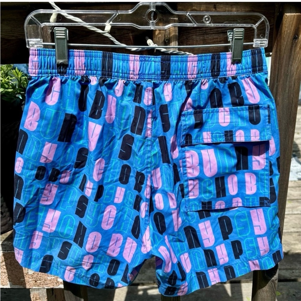 Psycho Bunny Blue and Pink All over Graphic Swim Shorts Men's Size XS - Picture 2 of 7